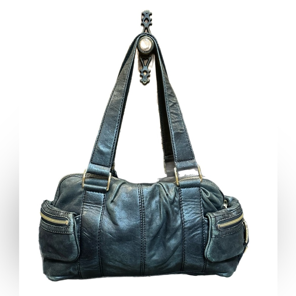 Michael Kors Vintage Black Leather Harrison Satchel